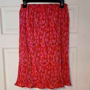 Petal & pup Pleated floral pink and orange skirt